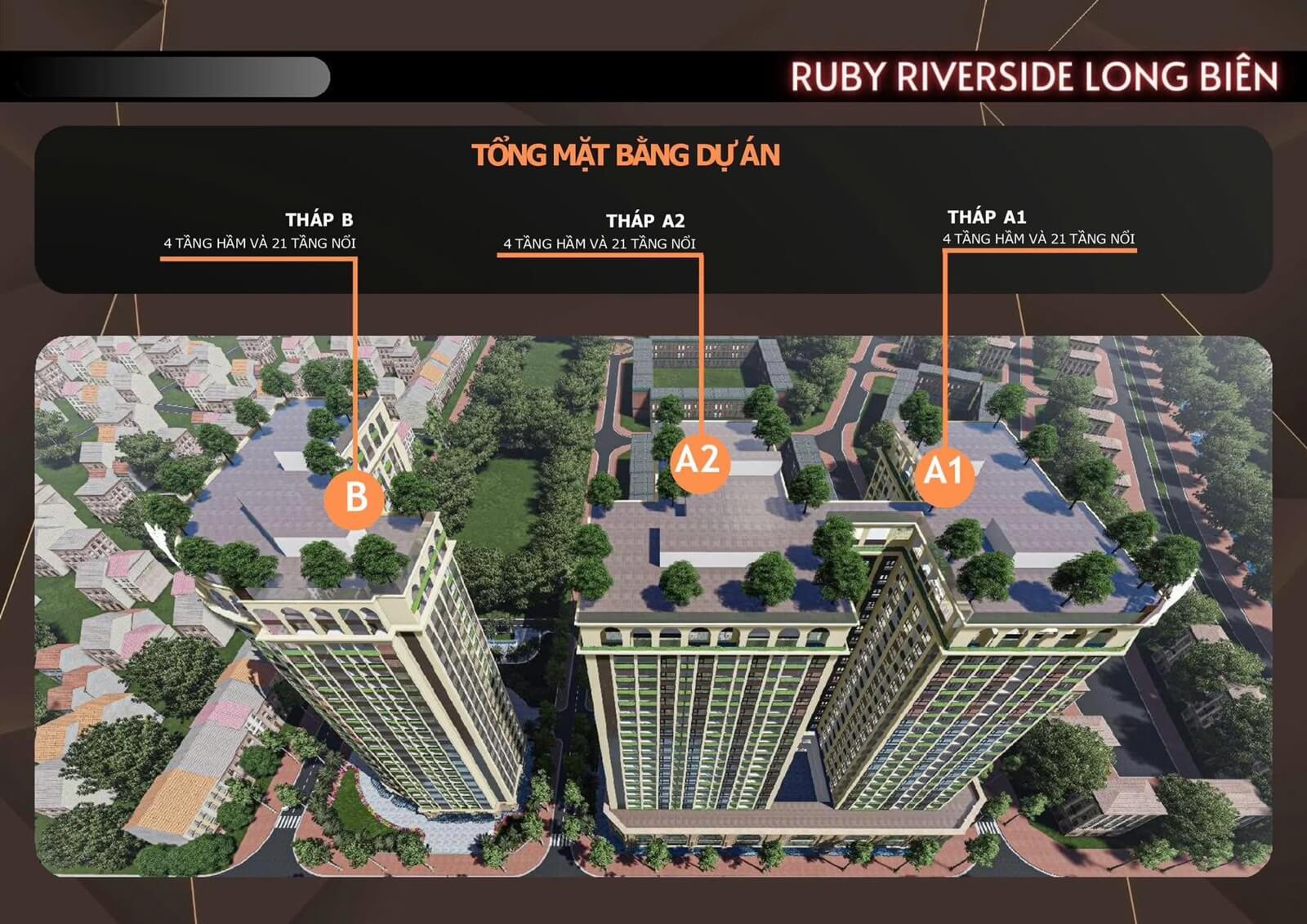 Tổng quan mặt bằng Ruby Riverside Phúc Đồng Long Biên