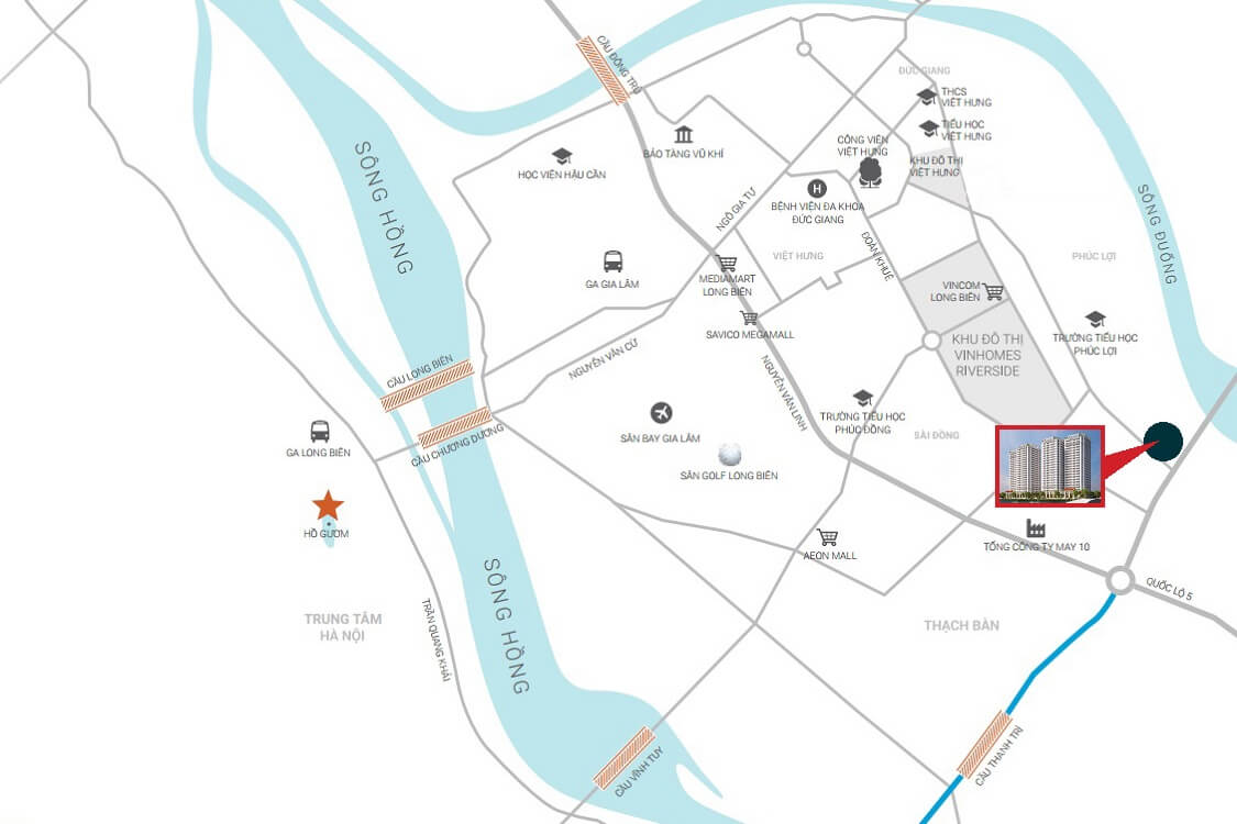 Vị trí chung cư Ruby Park Phúc Lợi Long Biên